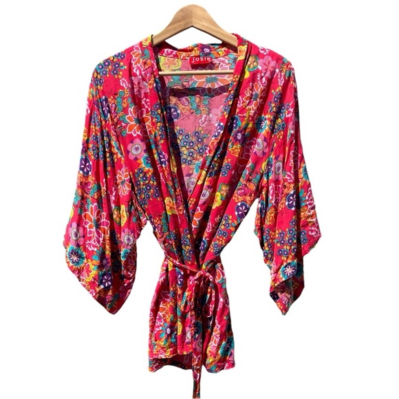 Josie Natori || Kimono Wrap Top Robe Small - Picture 1 of 7